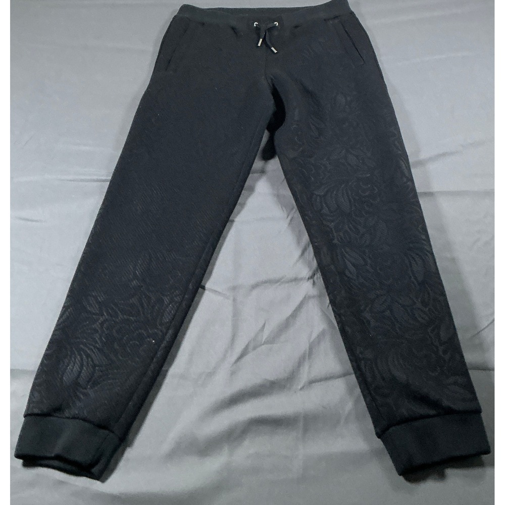 Versace Jeans Mens Black Floral Damask Textured Joggers Sweatpants CA50584